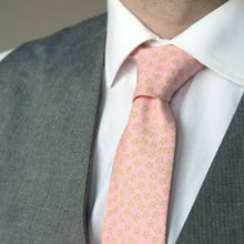 Load image into Gallery viewer, Dusty Rose Green Print Cotton Necktie
