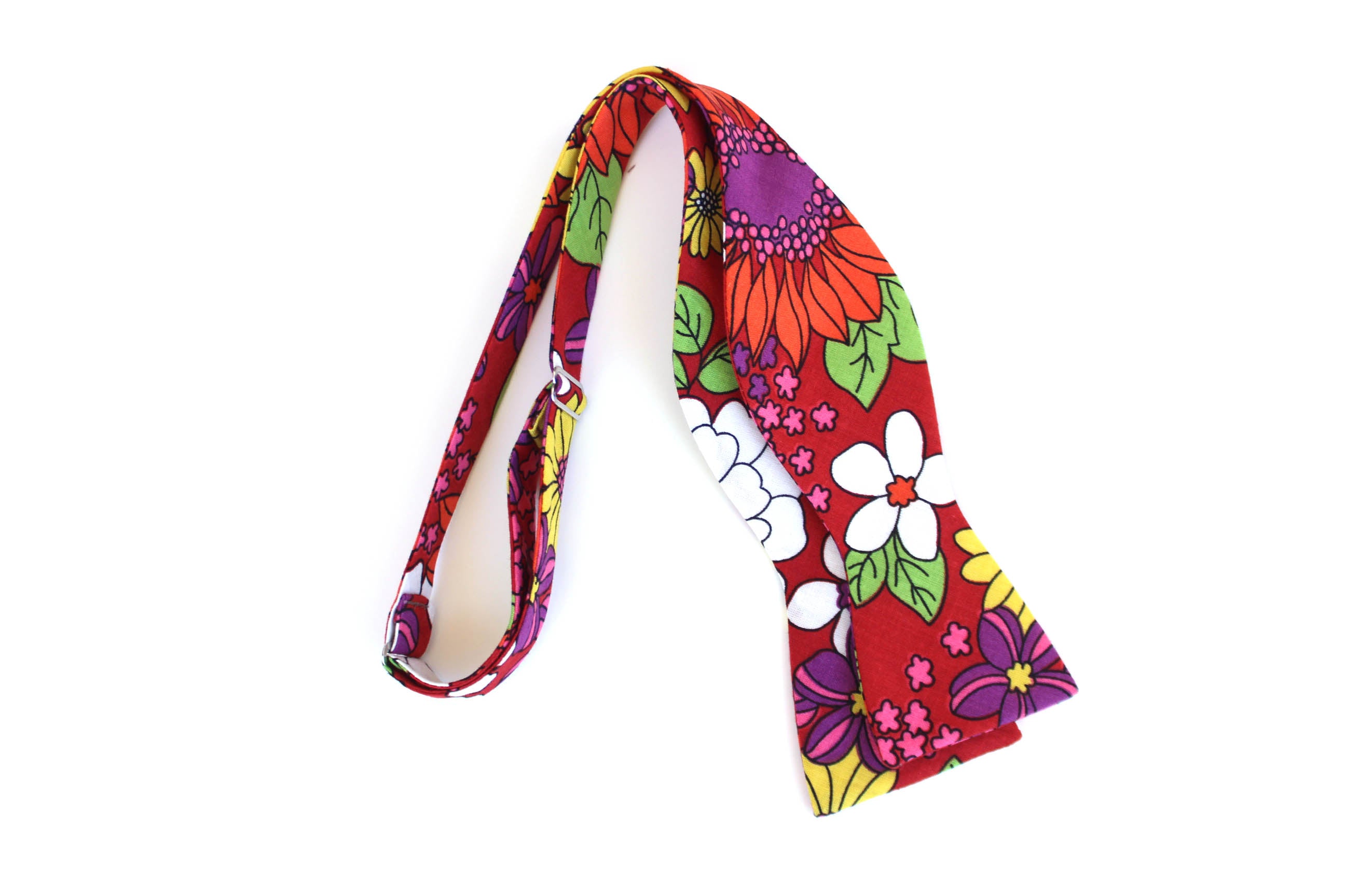 Red Floral Self-Tie Bow Tie