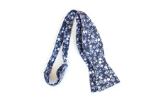 Load image into Gallery viewer, Navy Blue Floral Self-Tie Bow Tie
