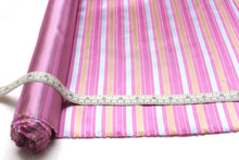 Load image into Gallery viewer, Pink Blue Beige Stripe Silk Fabric
