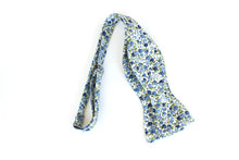 Load image into Gallery viewer, Blue Navy Floral Self-Tie Bow Tie
