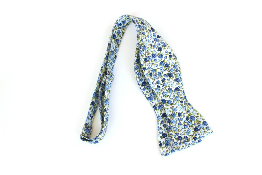 Blue Navy Floral Self-Tie Bow Tie