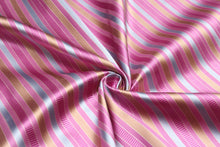 Load image into Gallery viewer, Pink Blue Beige Stripe Silk Fabric
