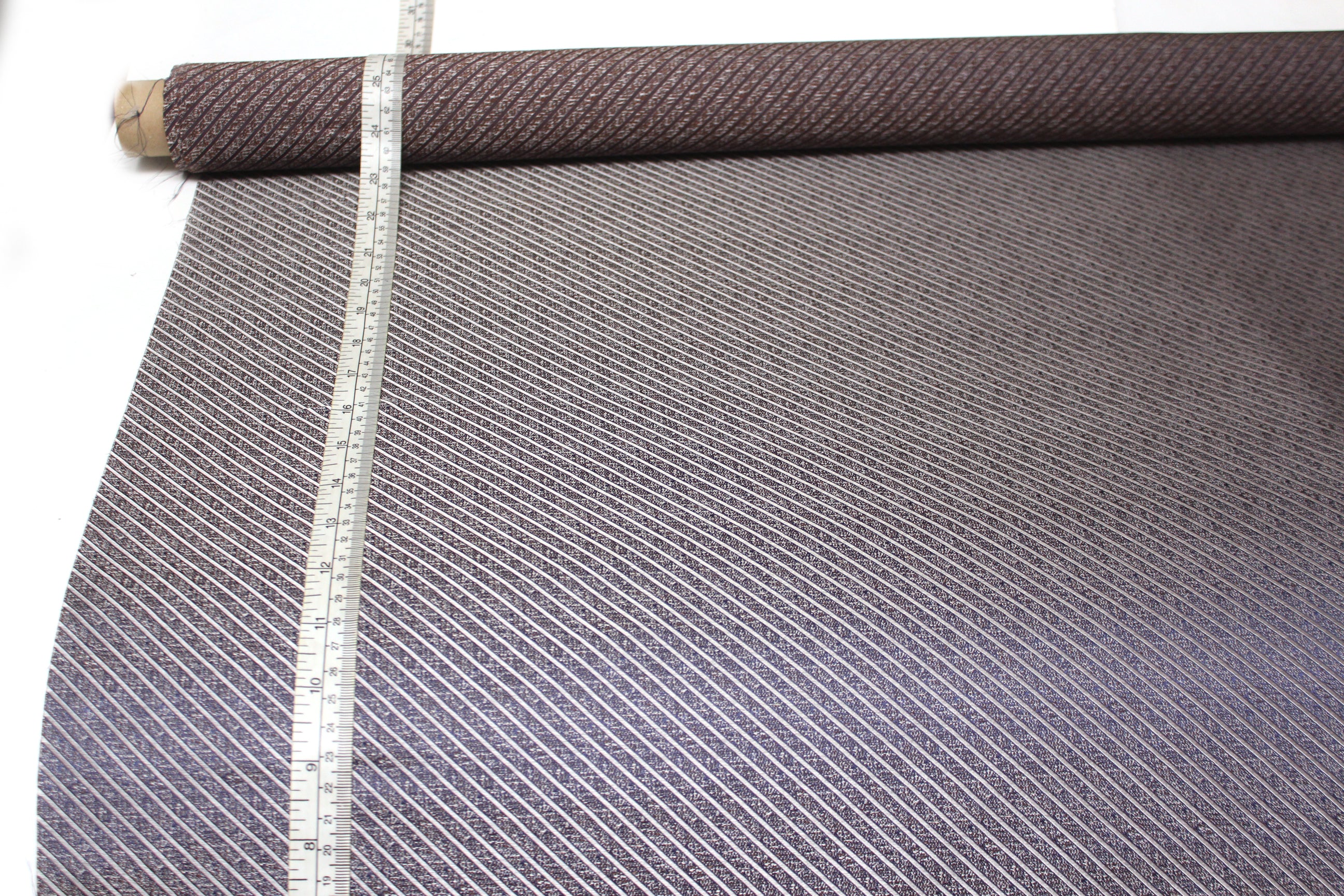 Grey Diagonal Stripe Silk Fabric