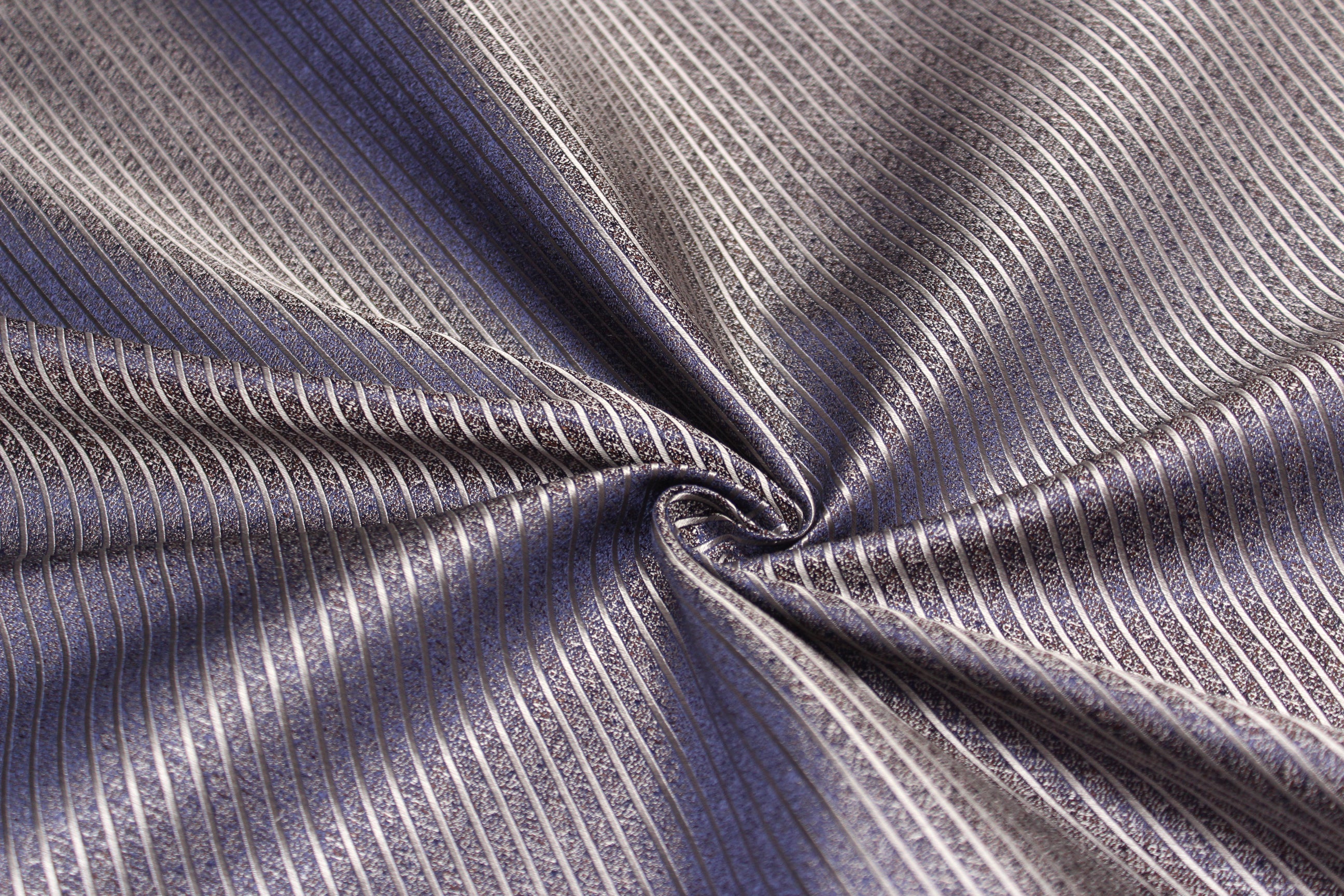 Grey Diagonal Stripe Silk Fabric