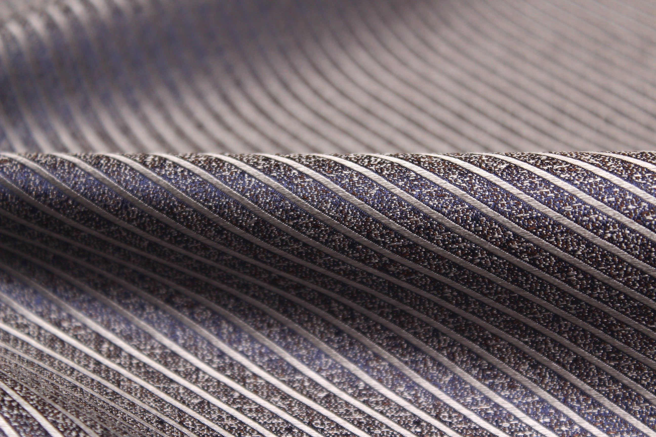 Grey Diagonal Stripe Silk Fabric