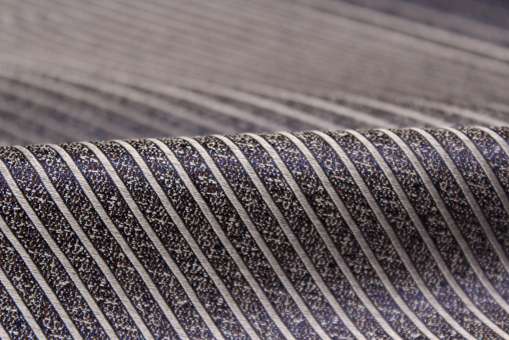 Grey Diagonal Stripe Silk Fabric