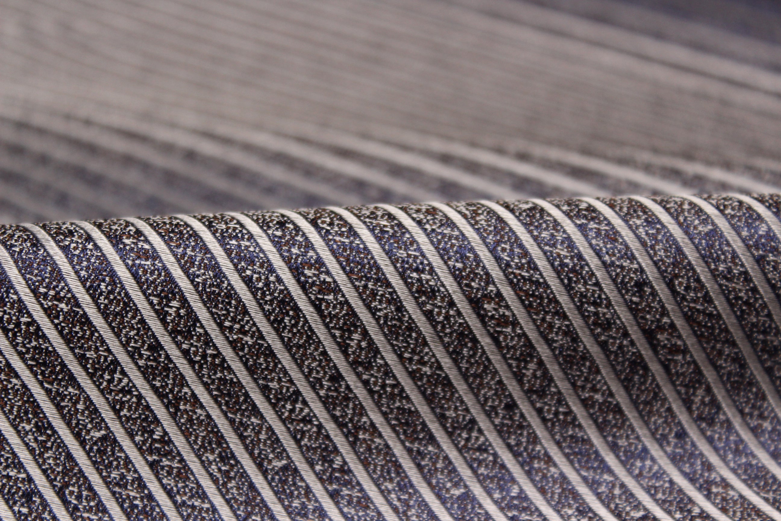 Grey Diagonal Stripe Silk Fabric
