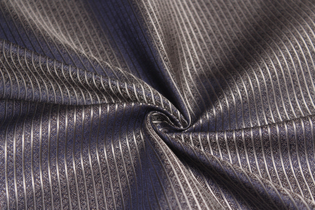 Grey Diagonal Stripe Silk Fabric