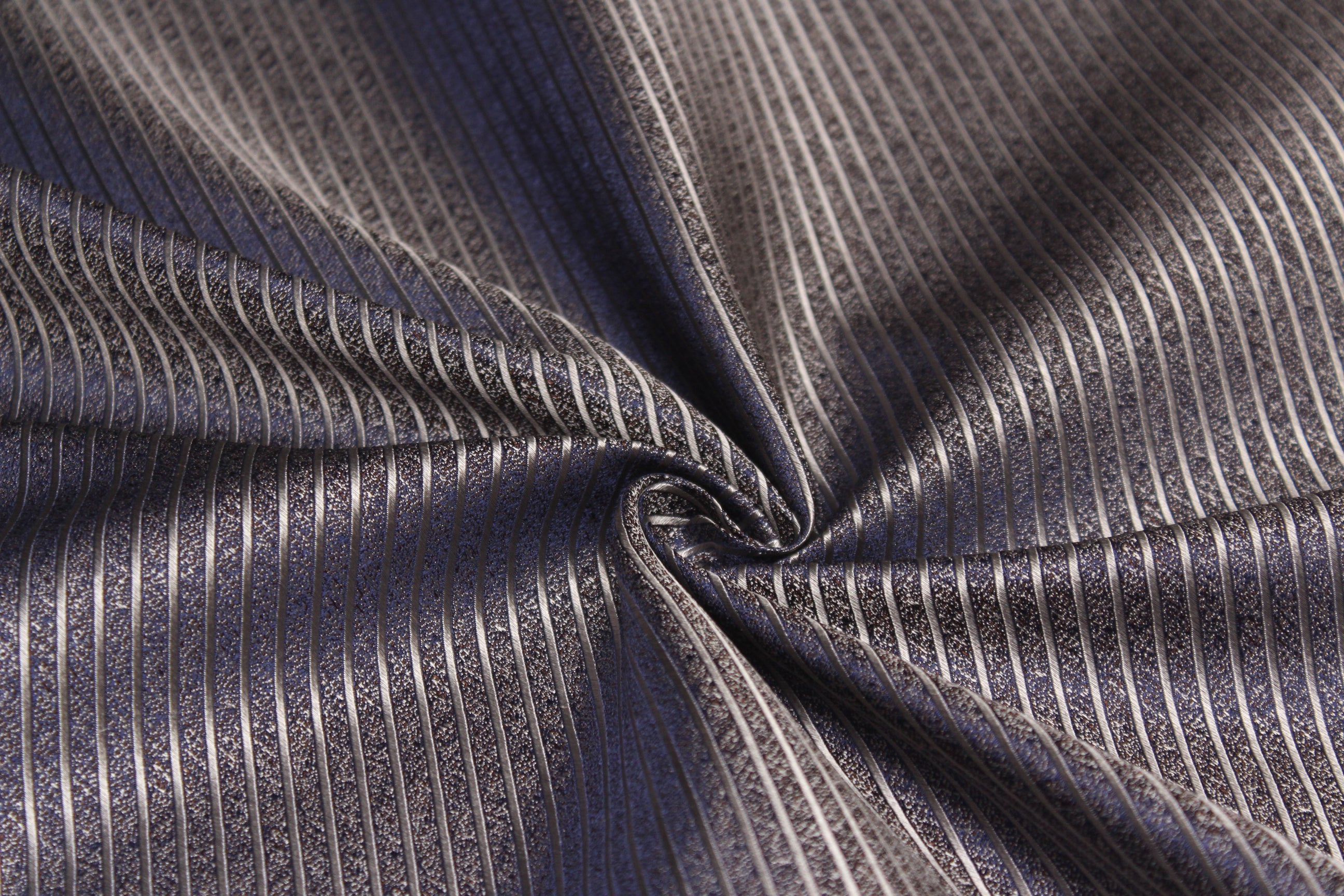 Grey Diagonal Stripe Silk Fabric