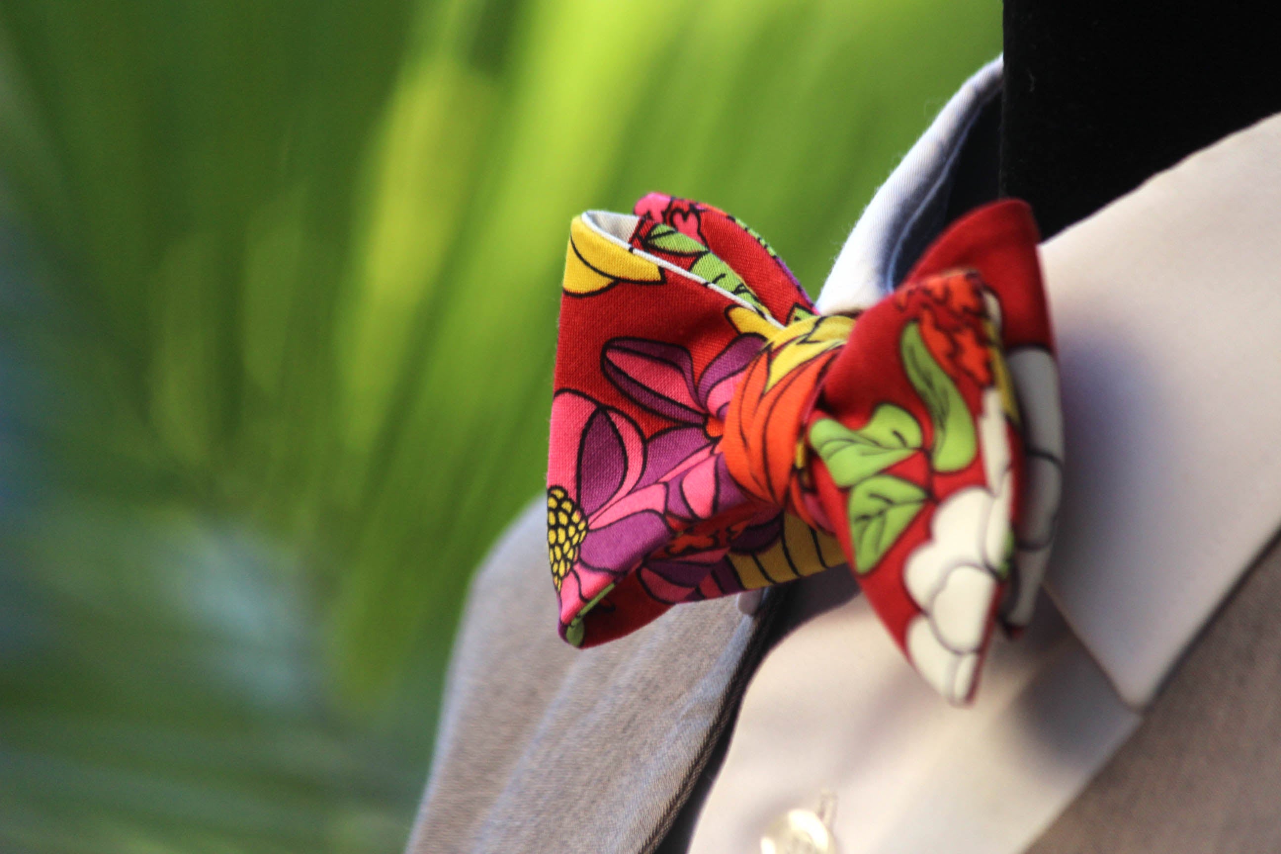 Red Floral Self-Tie Bow Tie