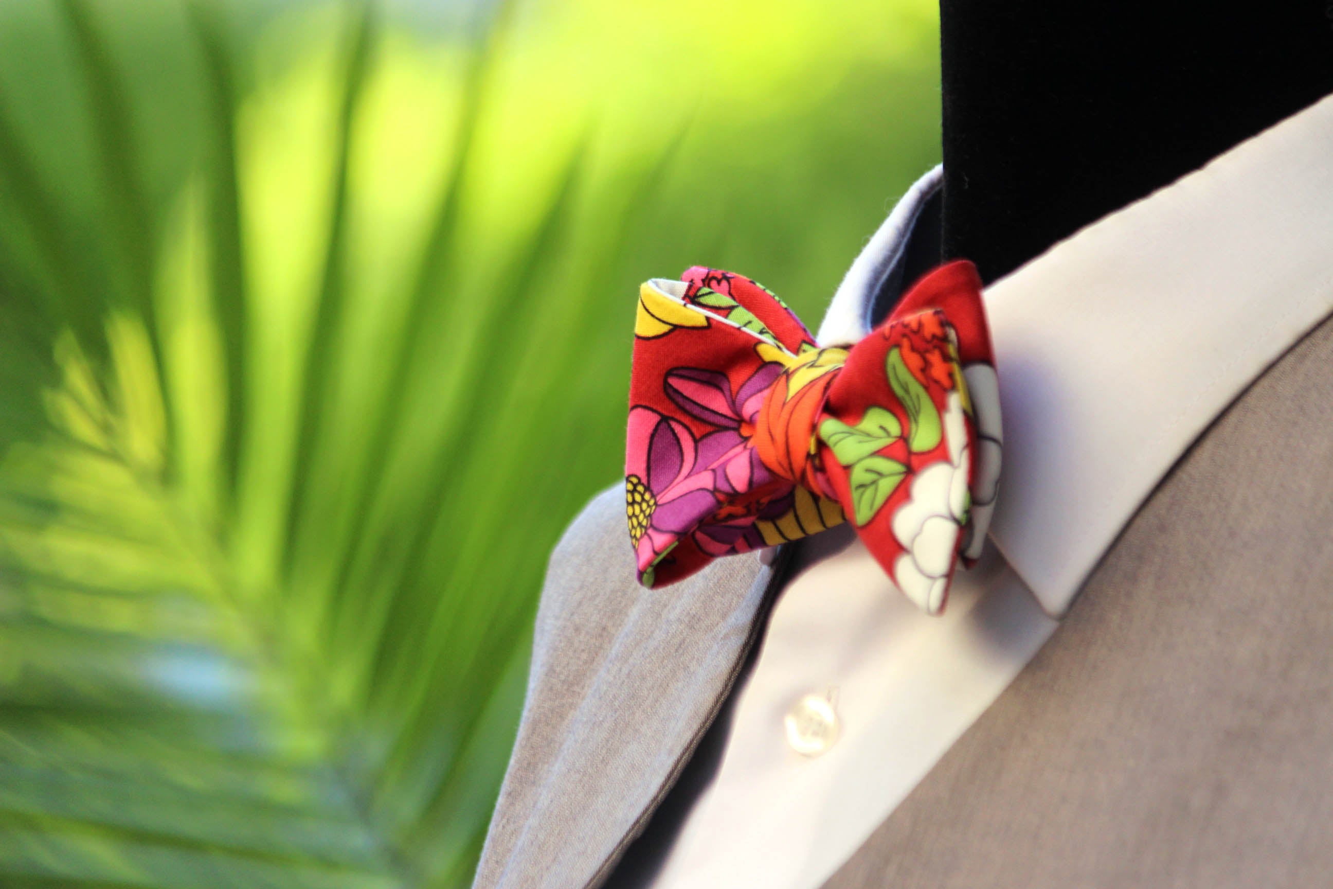 Red Floral Self-Tie Bow Tie