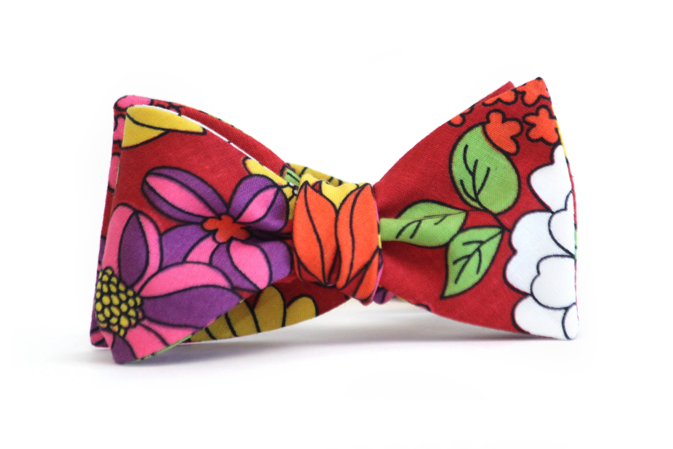 Red Floral Self-Tie Bow Tie