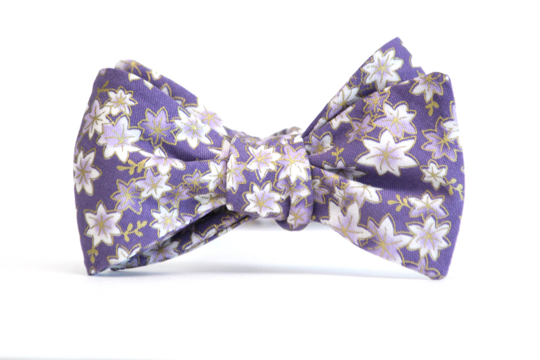 Lavender Gold Floral Self-Tie Bow Tie