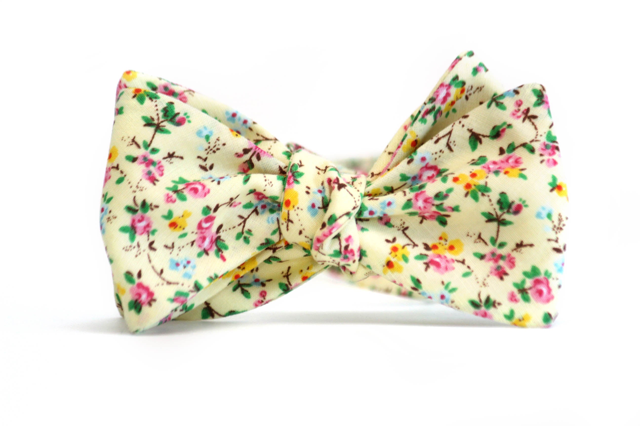 Yellow Floral Self-Tie Bow Tie