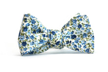 Load image into Gallery viewer, Blue Navy Floral Self-Tie Bow Tie
