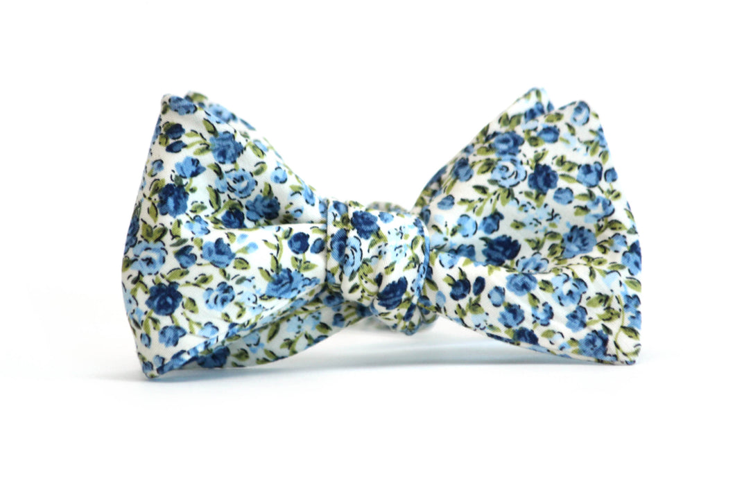 Blue Navy Floral Self-Tie Bow Tie