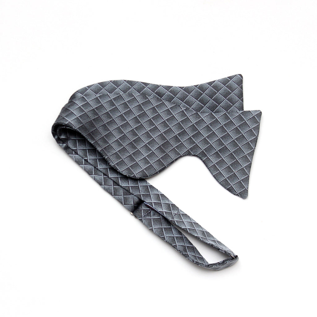 Grey Big Butterfly Silk Bow Tie