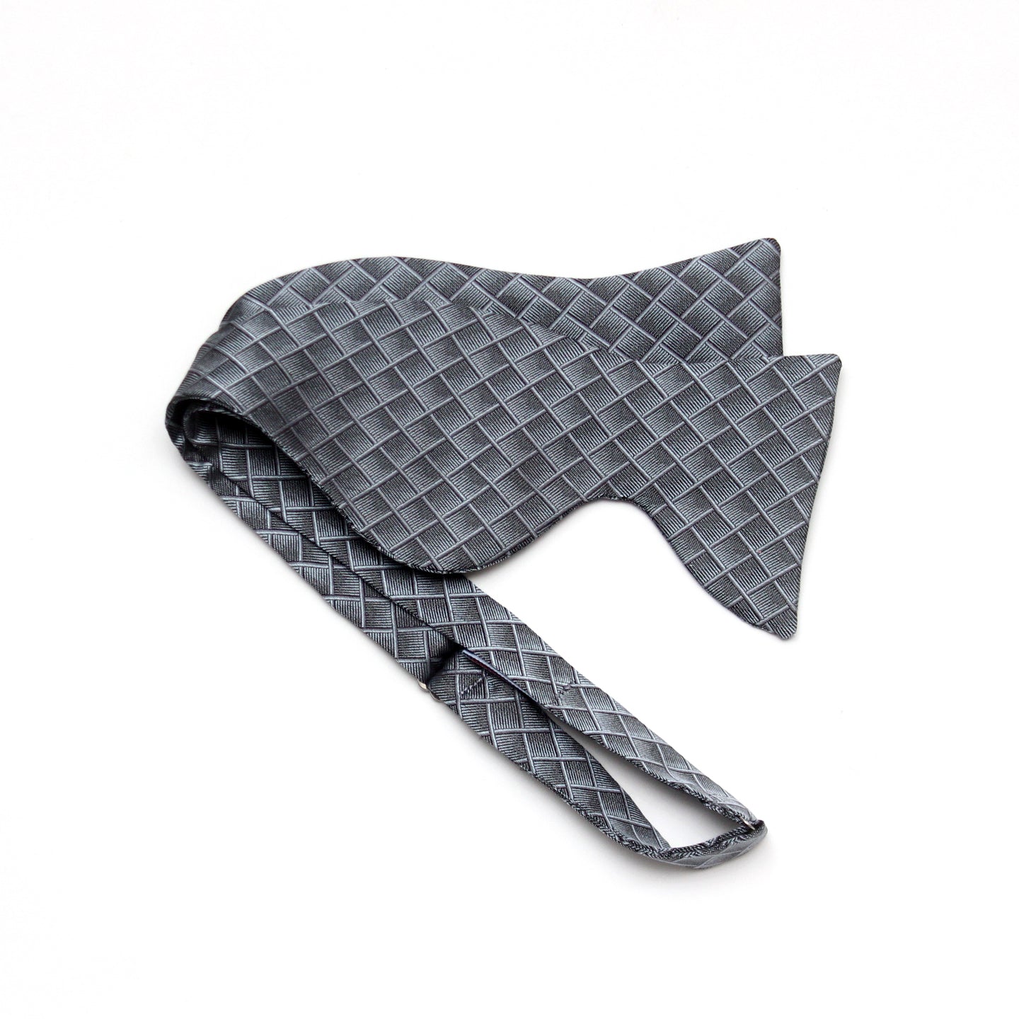 Grey Big Butterfly Silk Bow Tie