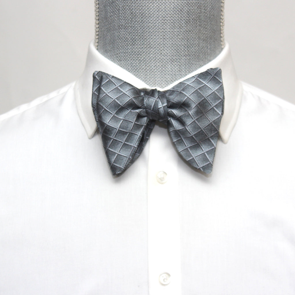 Grey Big Butterfly Silk Bow Tie