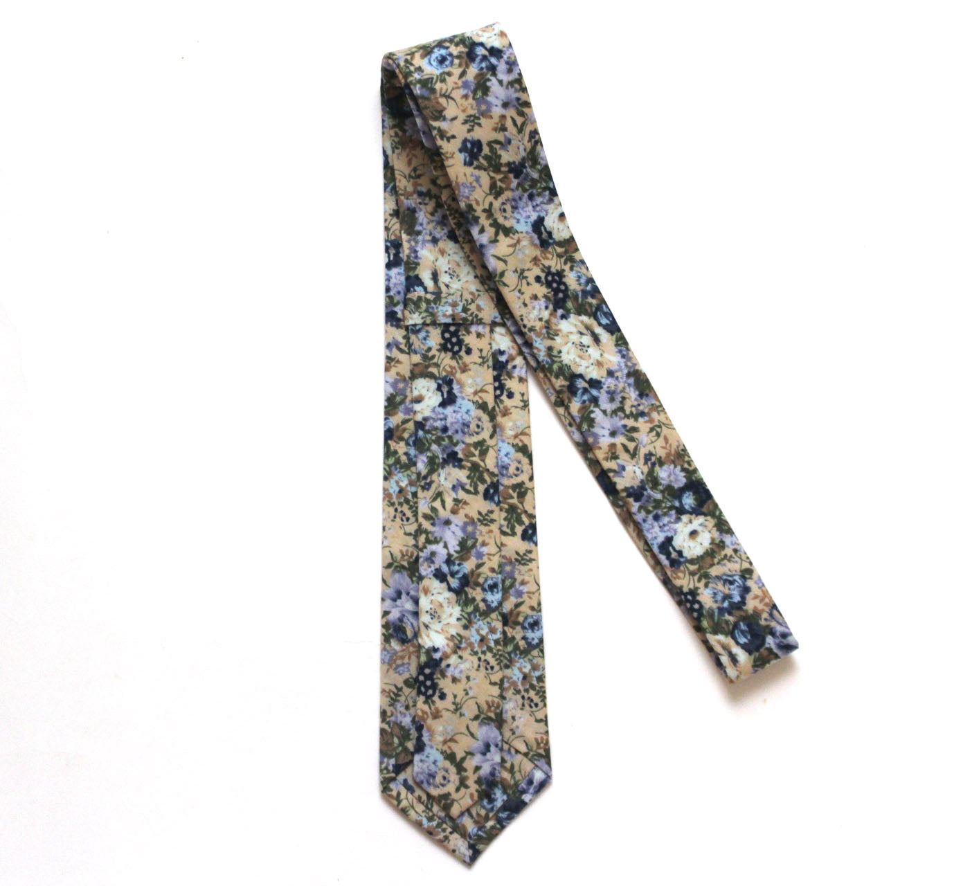 Grey Blue Floral Necktie