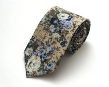 Load image into Gallery viewer, Grey Blue Floral Necktie
