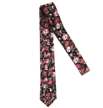 Load image into Gallery viewer, Coral Salmon Black Floral Necktie 2.36&quot;
