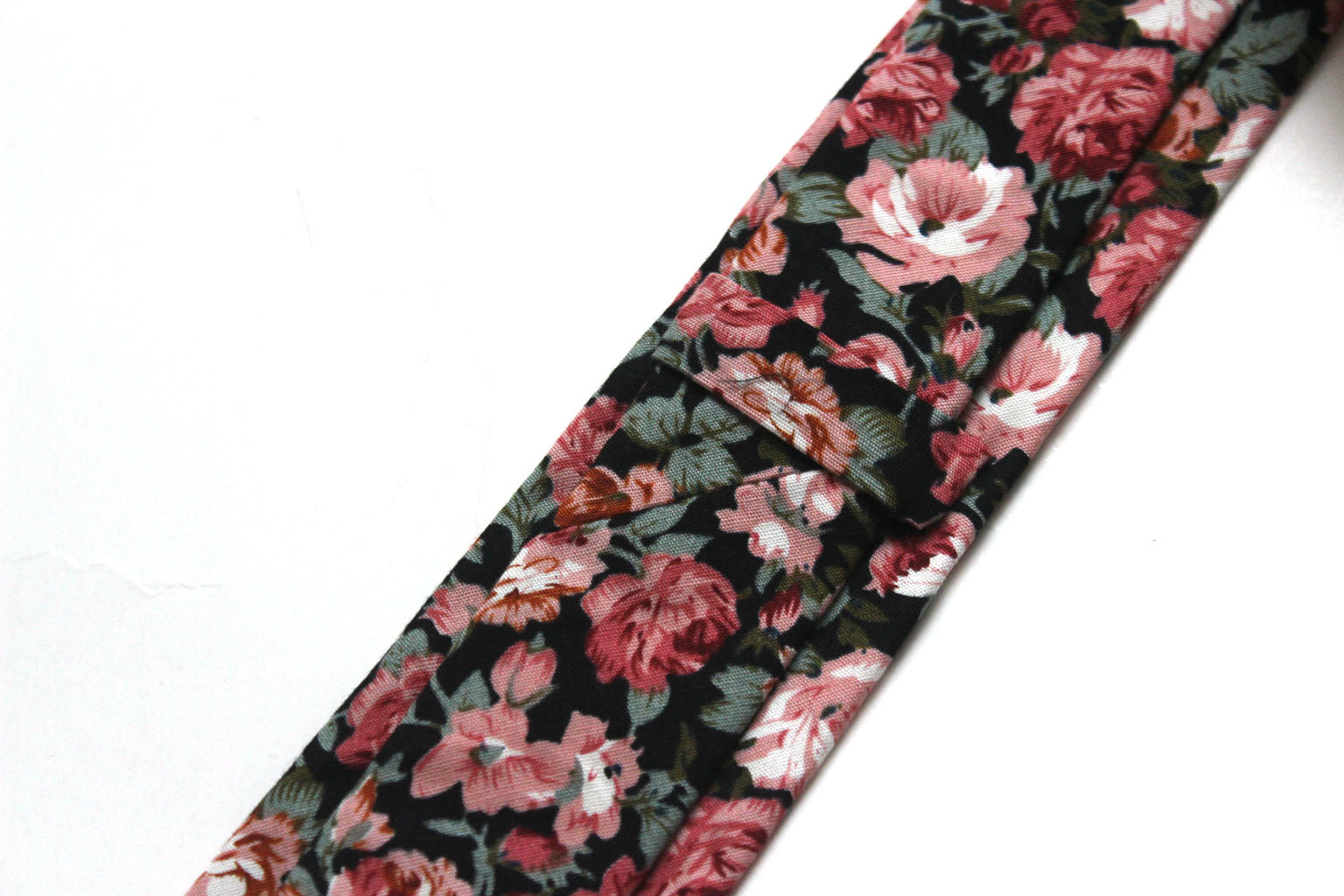 Black Floral Necktie