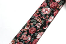 Load image into Gallery viewer, Coral Salmon Black Floral Necktie 2.36&quot;
