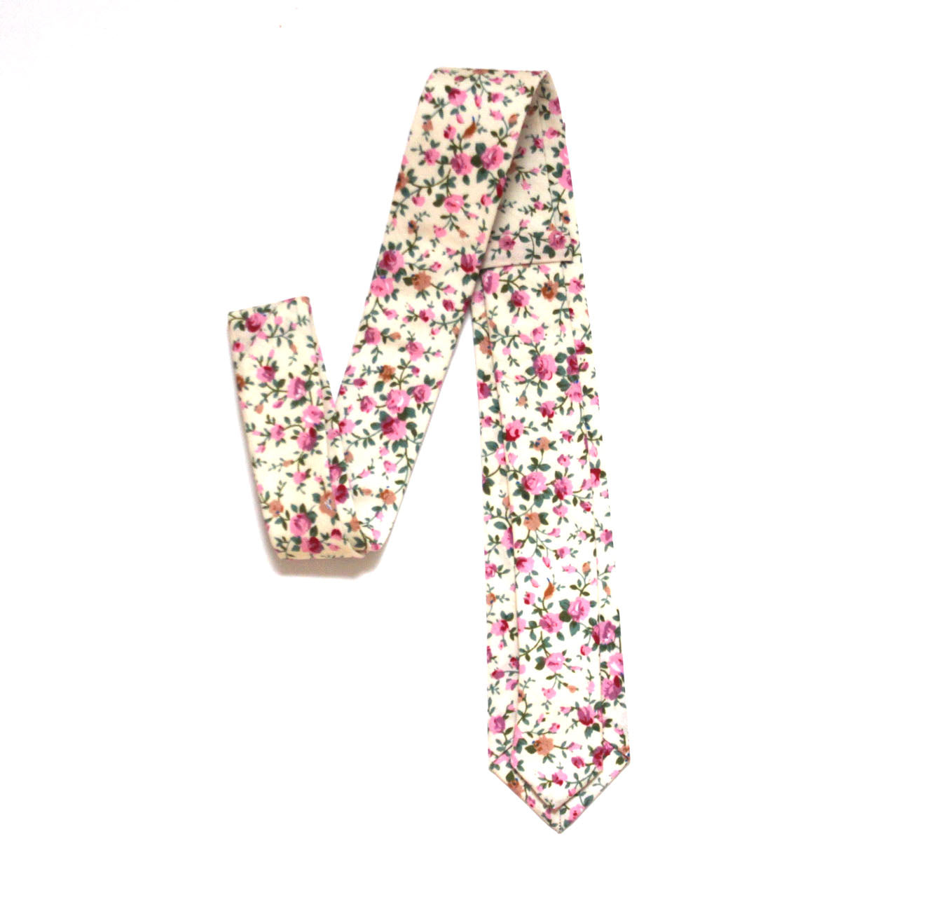 Pink Peach Floral Necktie