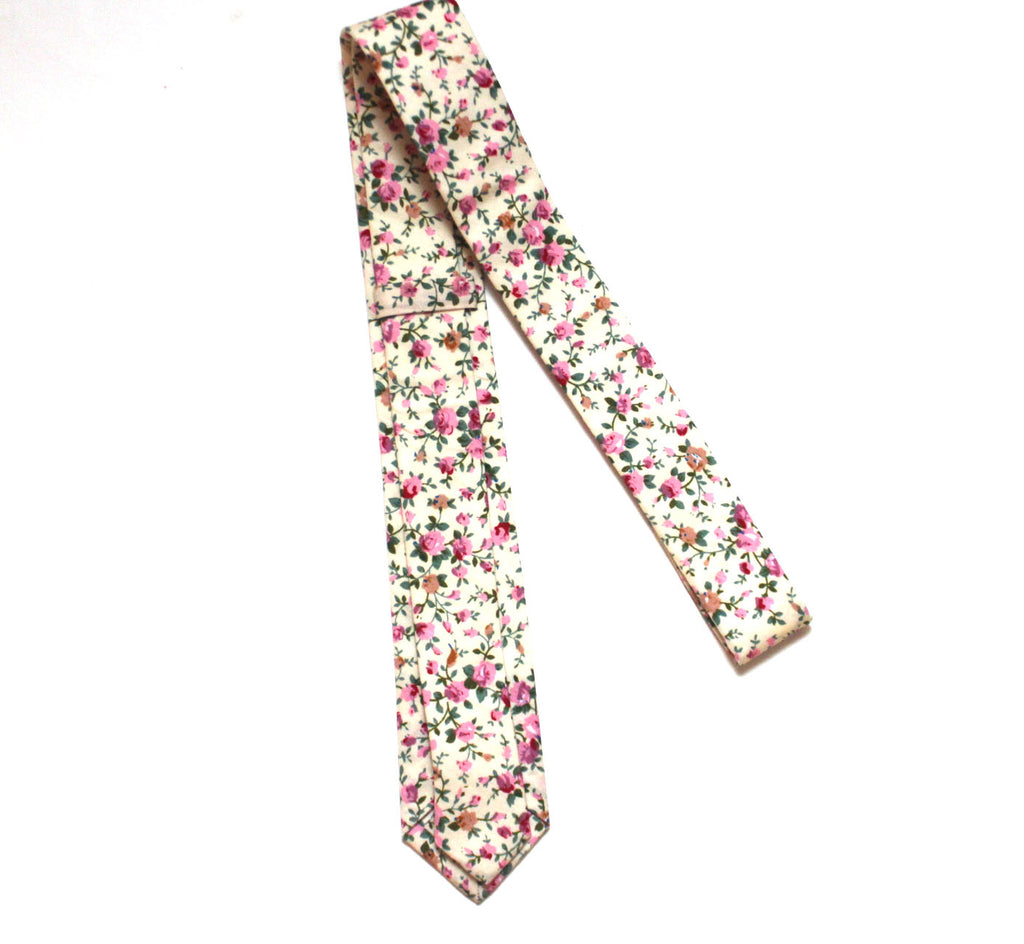 Pink Peach Floral Necktie