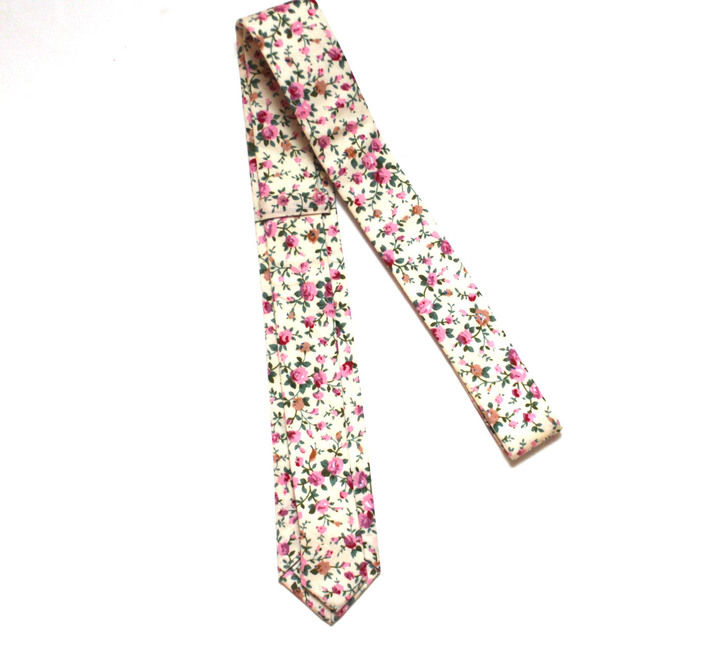 Pink Peach Floral Necktie