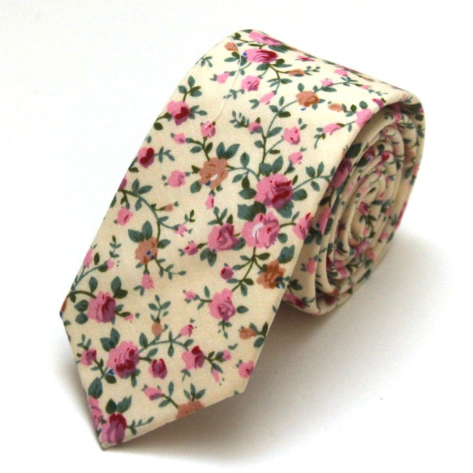 Pink Peach Floral Necktie