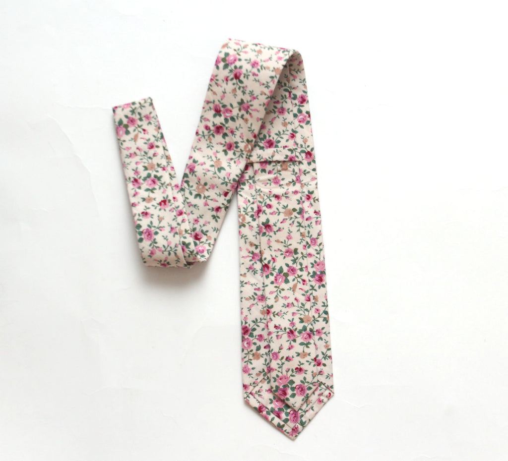 Pink Peach Floral Necktie