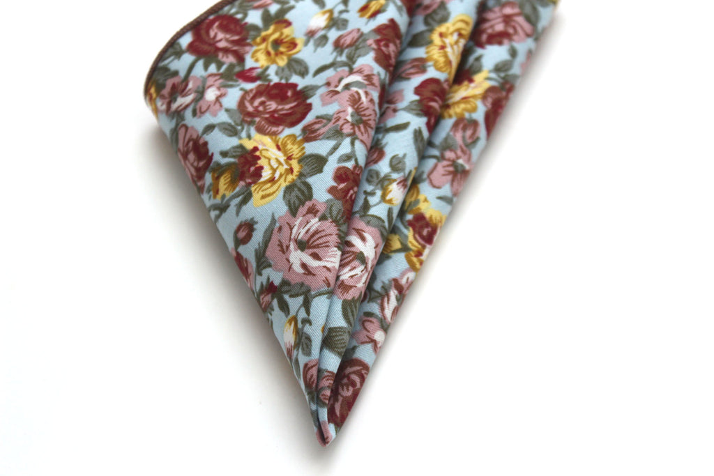 Cotton Floral Necktie with Pocket square