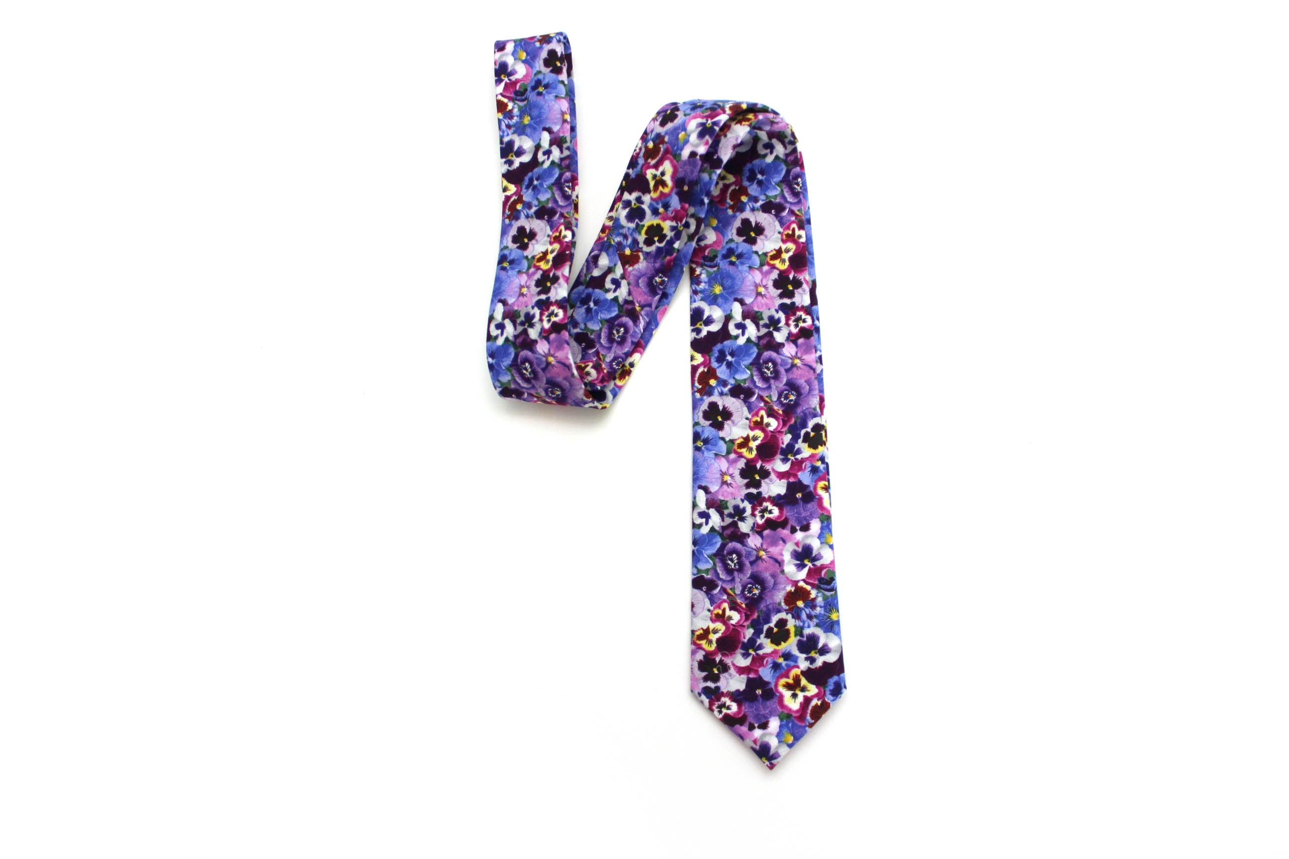 Purple Viola Floral Necktie
