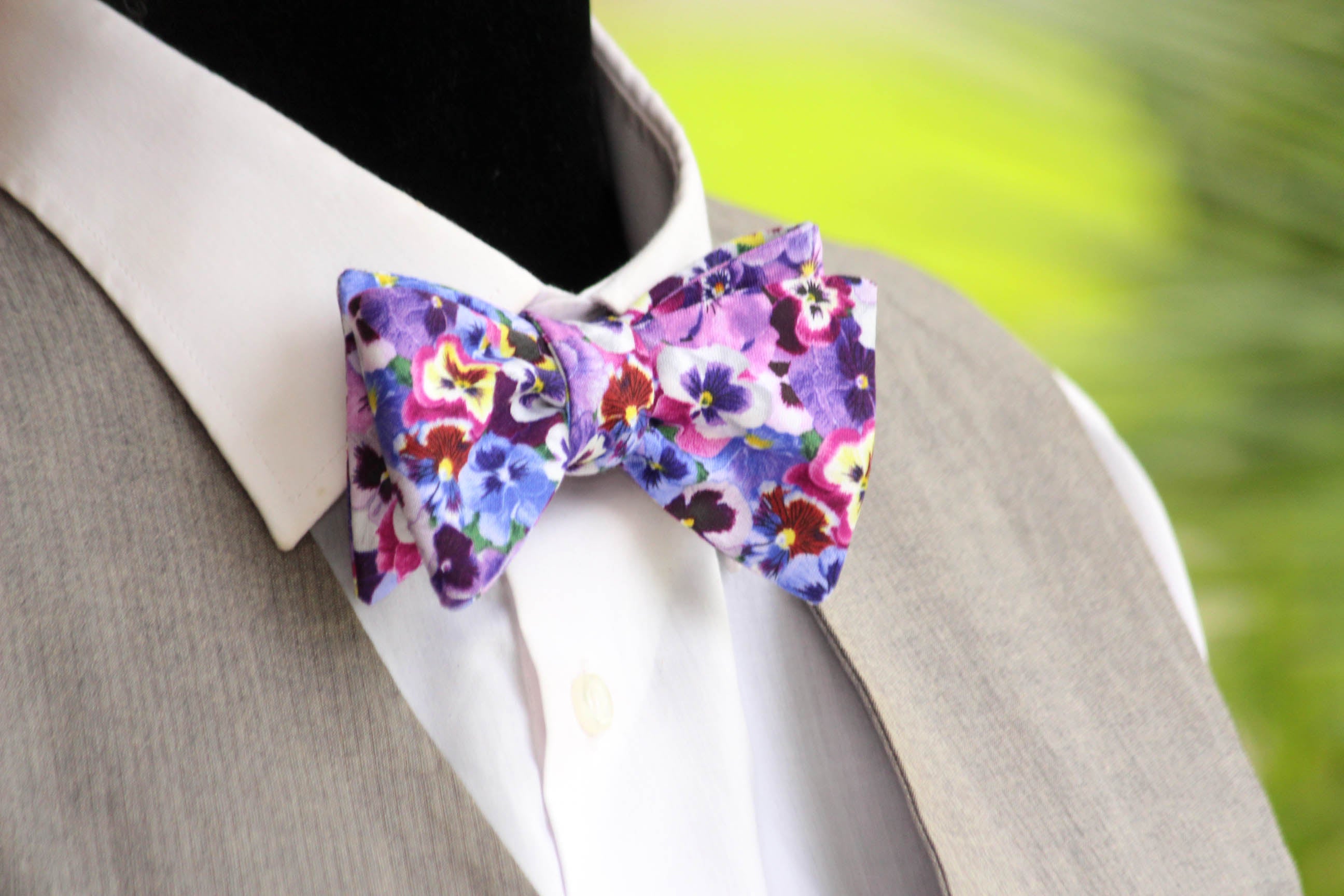 Viola Purple Floral Self-Tie Bow Tie