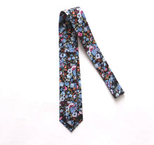 Load image into Gallery viewer, Blue Black Floral Necktie 2.7&quot;
