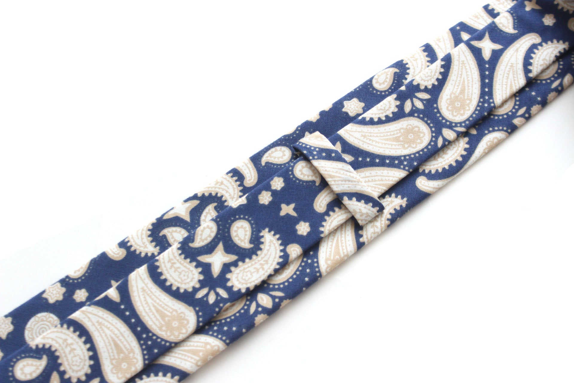 Blue Beige Floral Necktie 2.7"