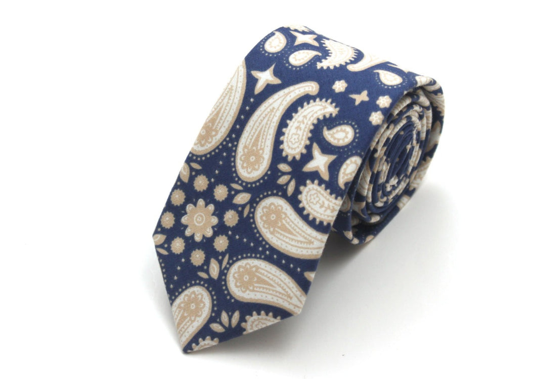 Blue Beige Floral Necktie 2.7