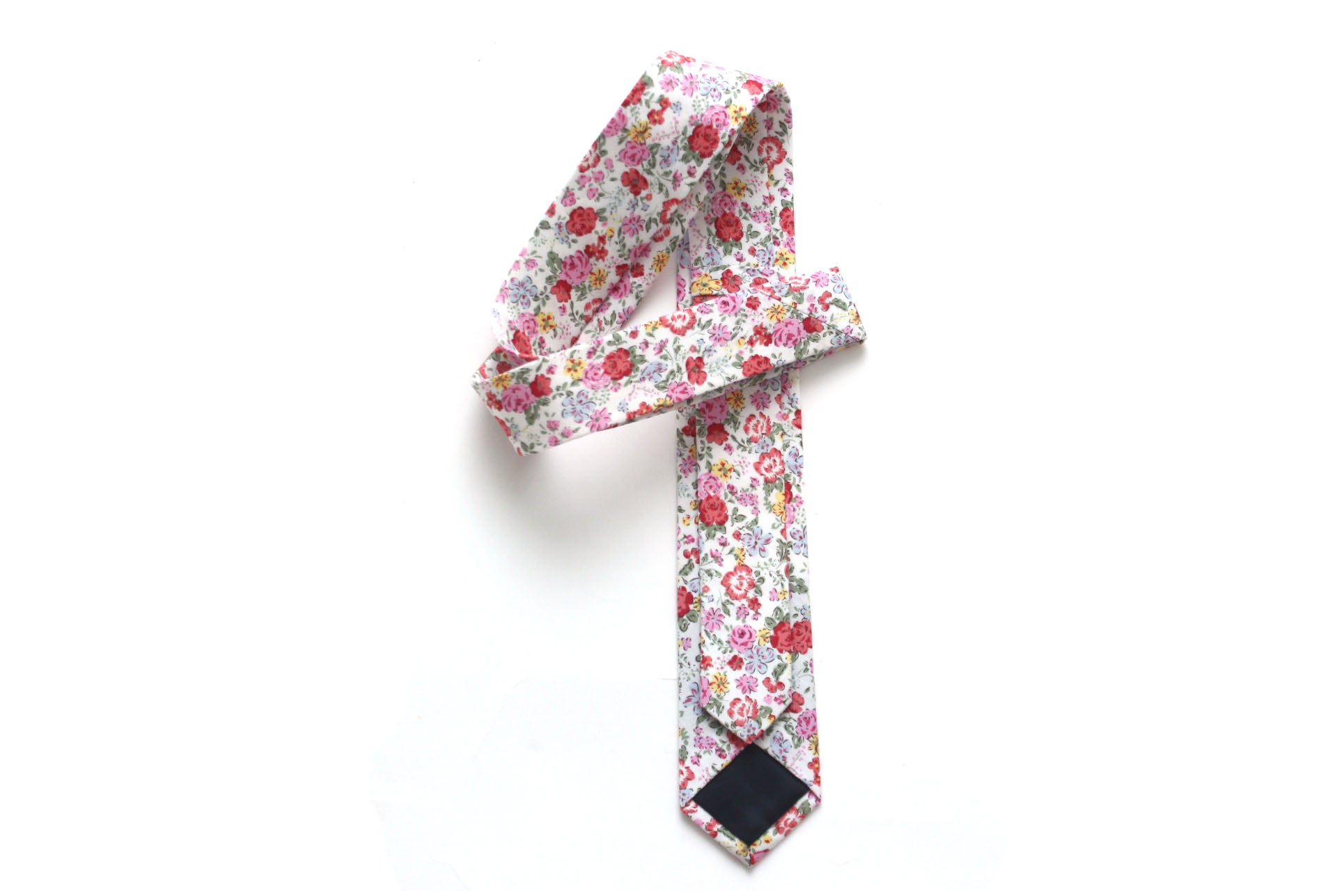 White Pink Floral Necktie 2.36"
