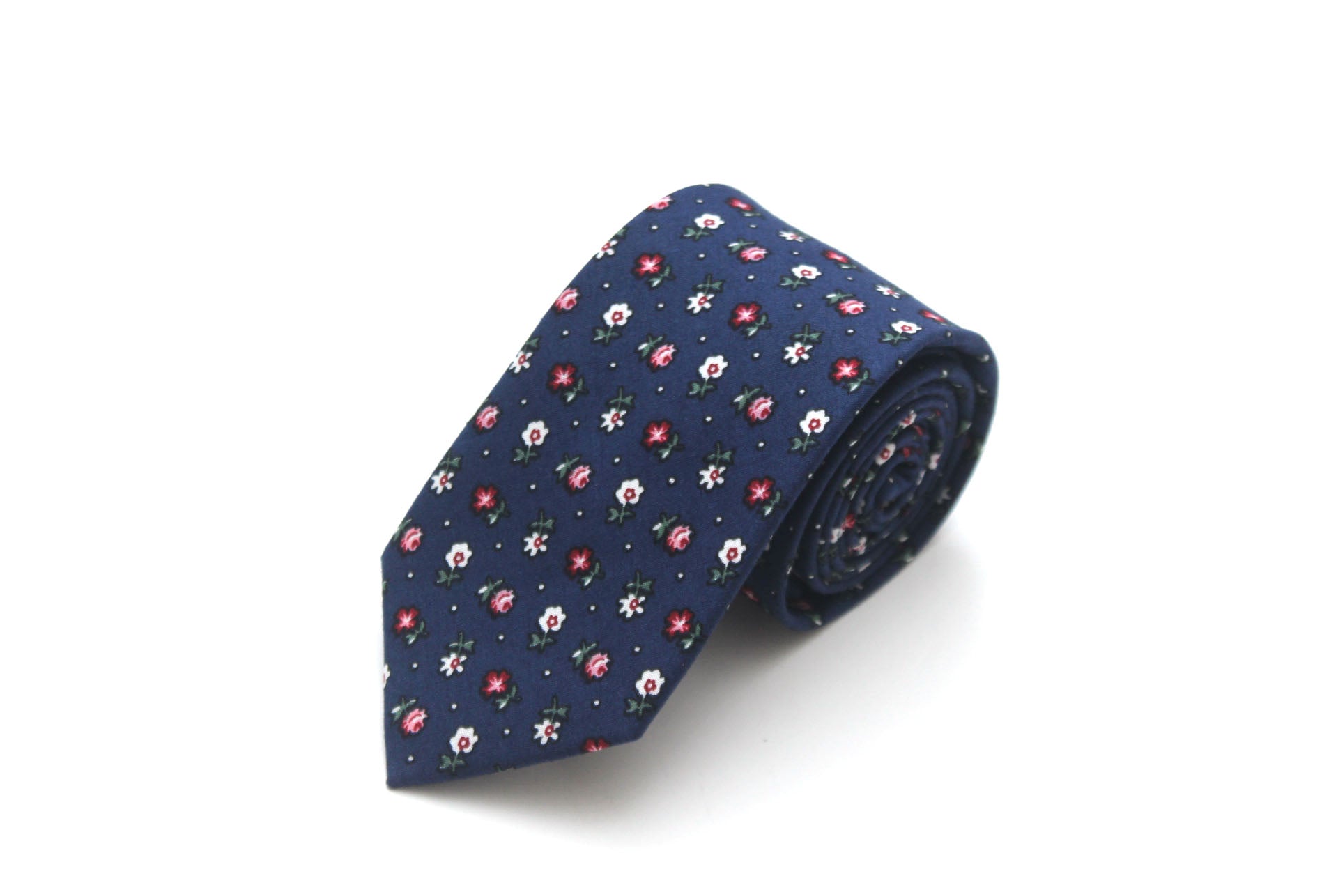 Navy Floral Necktie 2.7"