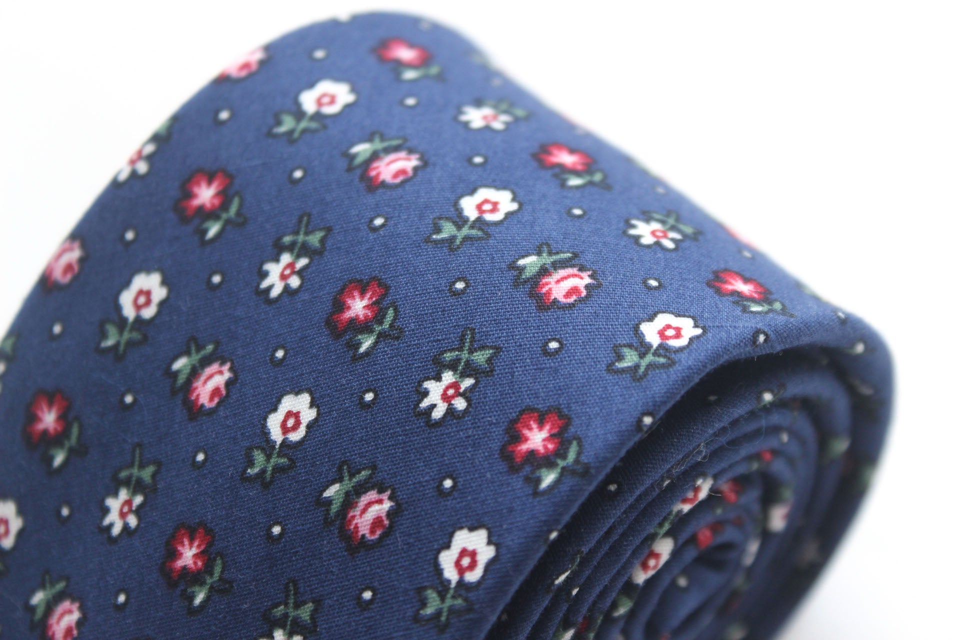 Navy Floral Necktie 2.7"