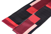 Load image into Gallery viewer, Red Black Maroon Square Ornament Silk Skinny Scarf
