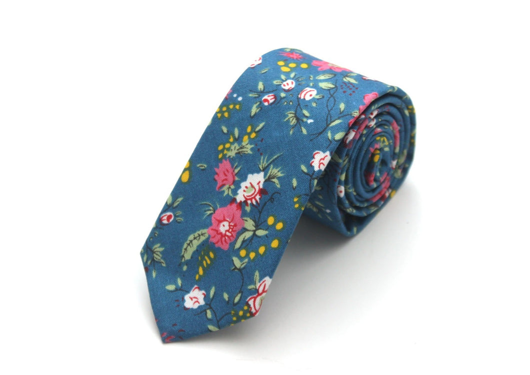 Blue Floral Necktie