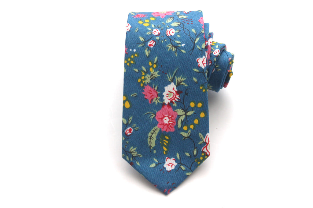 Blue Floral Necktie