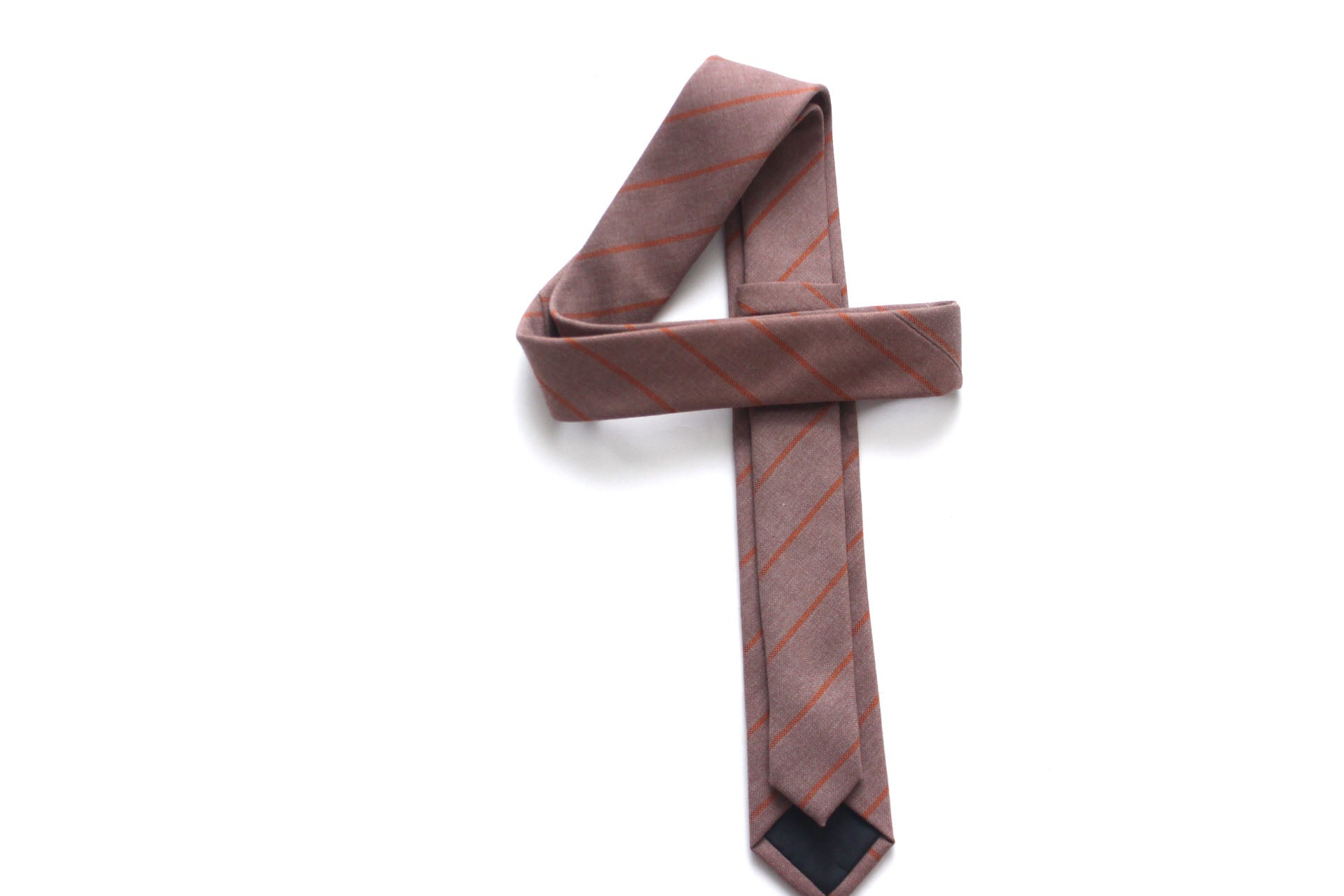 Mauve Orange Stripe Floral Necktie 2.36"