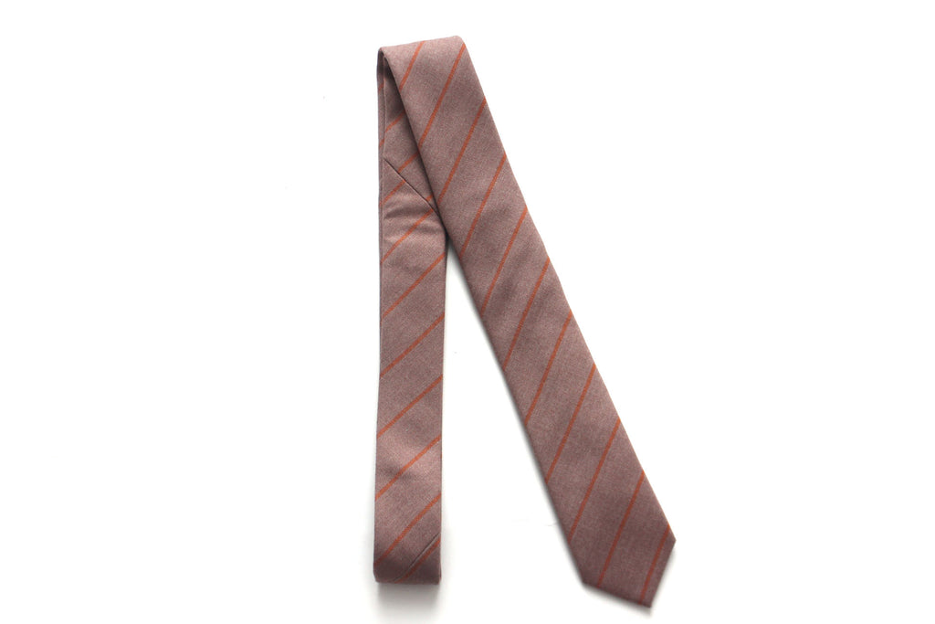 Mauve Orange Stripe Floral Necktie 2.36"