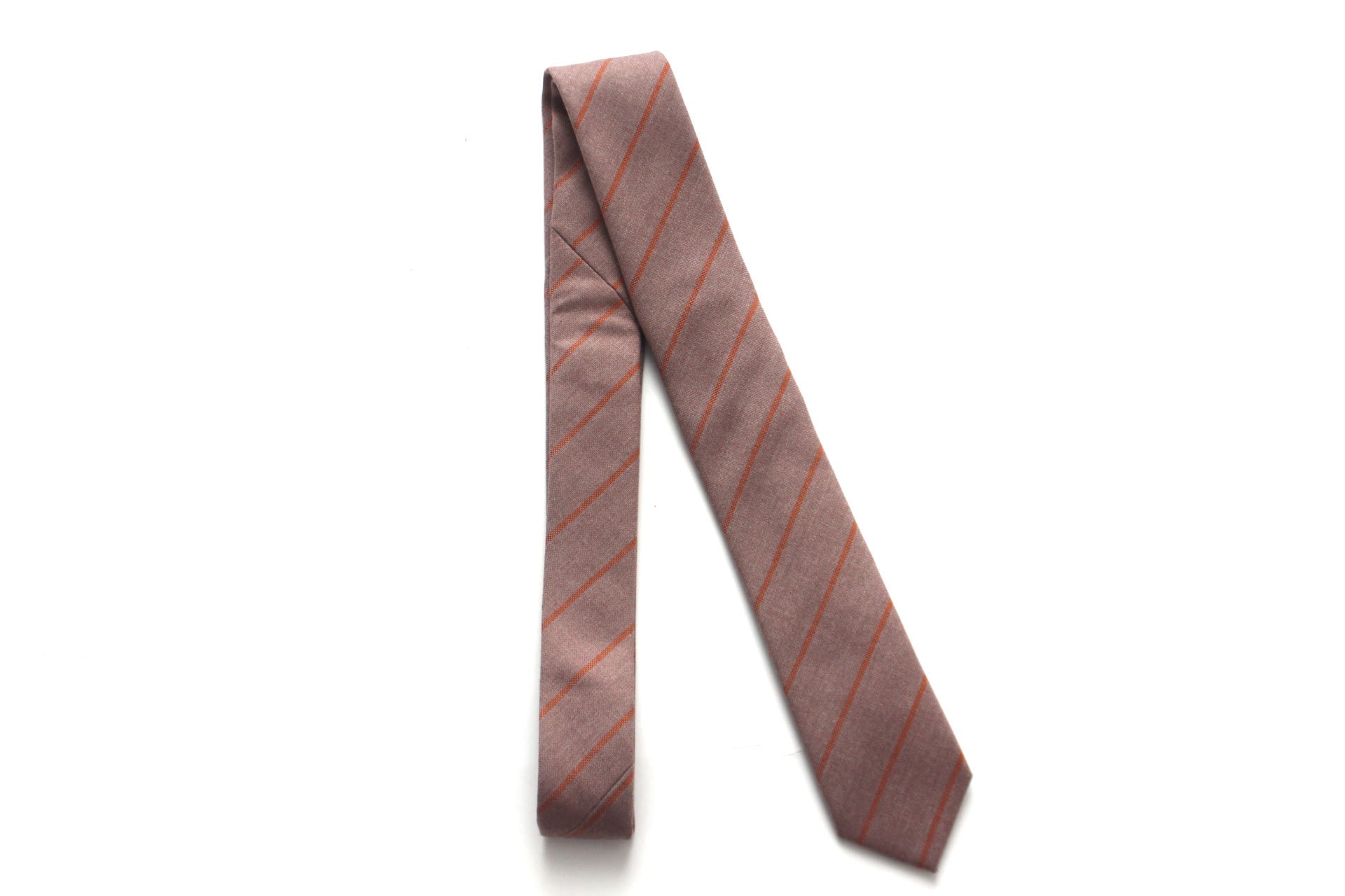 Mauve Orange Stripe Floral Necktie 2.36"