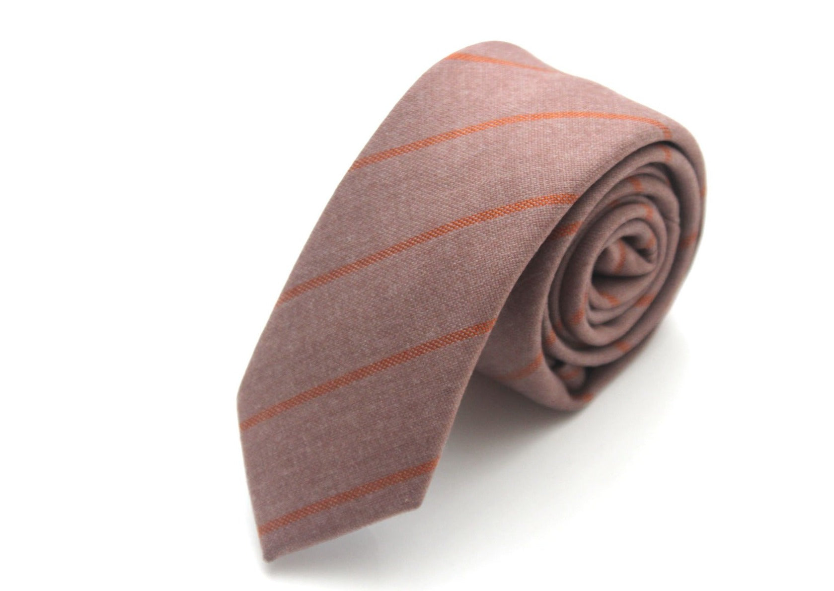 Mauve Orange Stripe Floral Necktie 2.36"